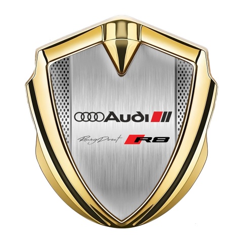 Audi R8 Bodyside Emblem Badge Gold Steel Panel Racing Direct