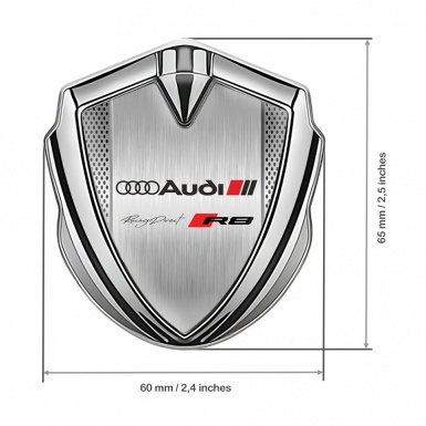 Audi R8 Bodyside Emblem Badge Silver Steel Panel Racing Direct