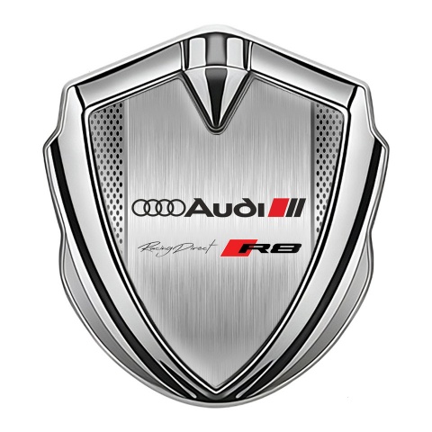 Audi R8 Bodyside Emblem Badge Silver Steel Panel Racing Direct