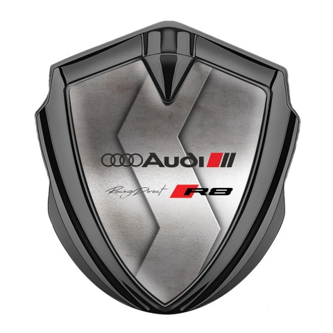 Audi R8 Emblem Car Badge Graphite Metallic Texture Racing Spirit