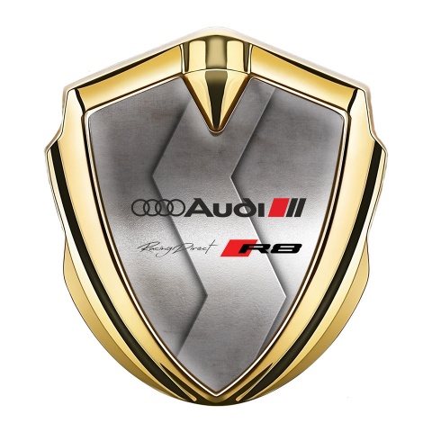 Audi R8 Emblem Car Badge Gold Metallic Texture Racing Spirit