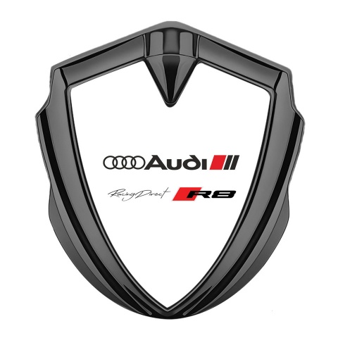 Audi R8 Bodyside Emblem Self Adhesive Graphite White Base Sport Design