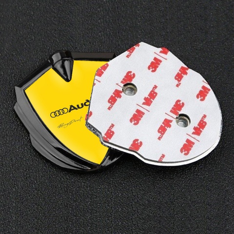 Audi R8 Metal Emblem Self Adhesive Graphite Yellow Base Sport Logo