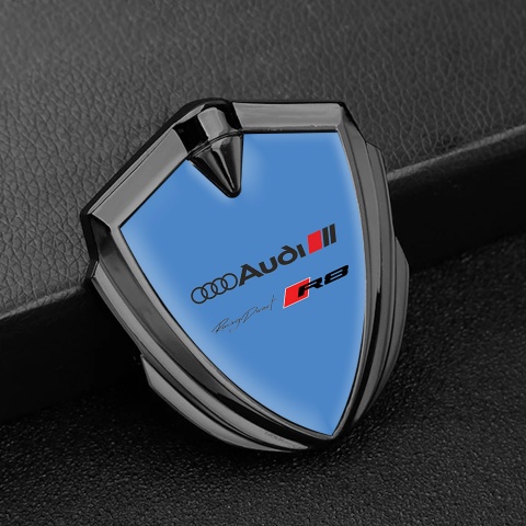 Audi R8 Metal 3D Domed Emblem Graphite Blue Fill Racing  Direct Edition