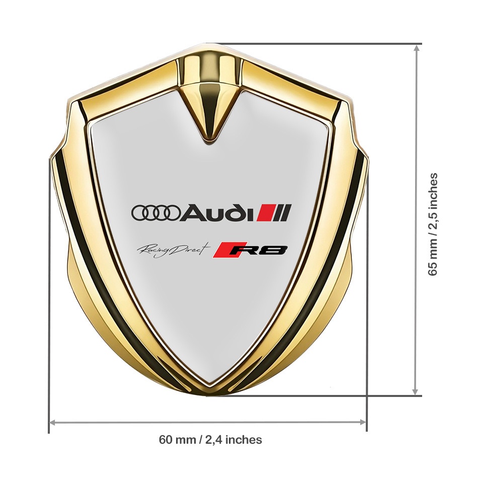 Audi R8 Emblem Aufkleber Autozubehor Goldtonfarbe mit Grau Fundaments ...