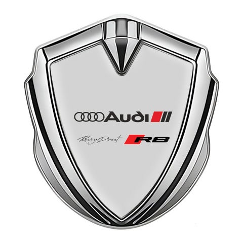 Audi R8 Bodyside Badge Self Adhesive Silver Moon Grey Racing Spirit