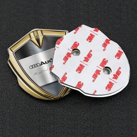 Audi RS4 Emblem Badge Self Adhesive Gold Metallic Surface Edition