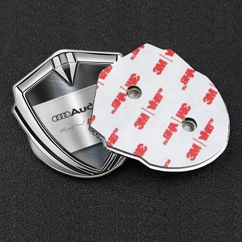Audi RS4 Emblem Badge Self Adhesive Silver Metallic Surface Edition