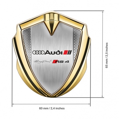 Audi RS4 Emblem Fender Badge Gold Brushed Alloy Sport Edition