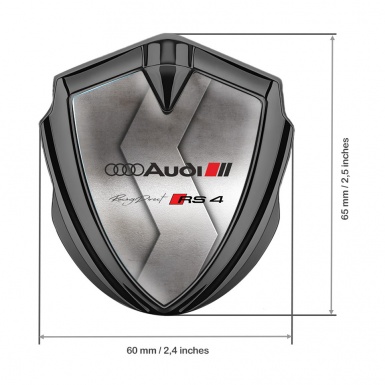 Audi RS4 Fender Emblem Badge Graphite Polished Metal Racing Direct