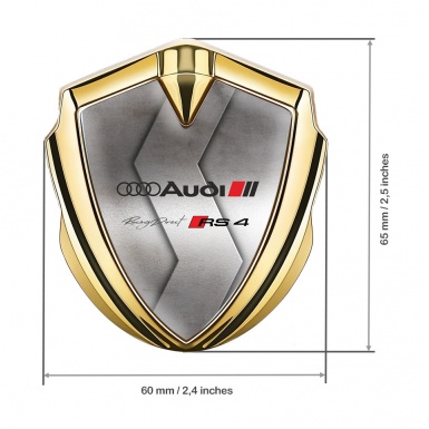 Audi RS4 Fender Emblem Badge Gold Polished Metal Racing Direct