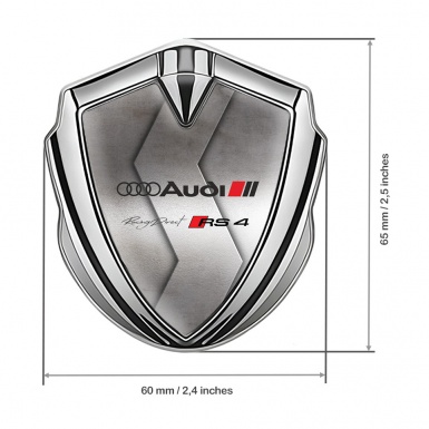 Audi RS4 Fender Emblem Badge Silver Polished Metal Racing Direct