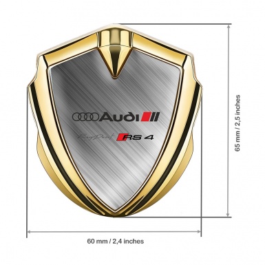 Audi RS4 Emblem Trunk Badge Gold Brushed Aluminum Edition