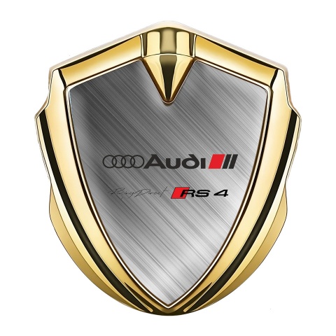 Audi RS4 Emblem Trunk Badge Gold Brushed Aluminum Edition