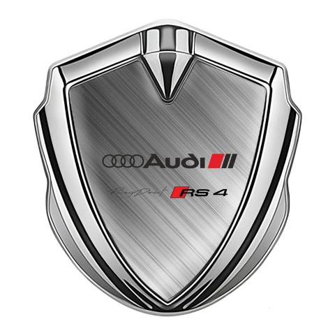 Audi RS4 Emblem Trunk Badge Silver Brushed Aluminum Edition