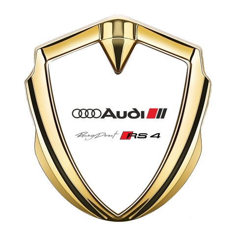 Audi RS4 Emblem Self Adhesive Gold White Fill Racing Direct Edition