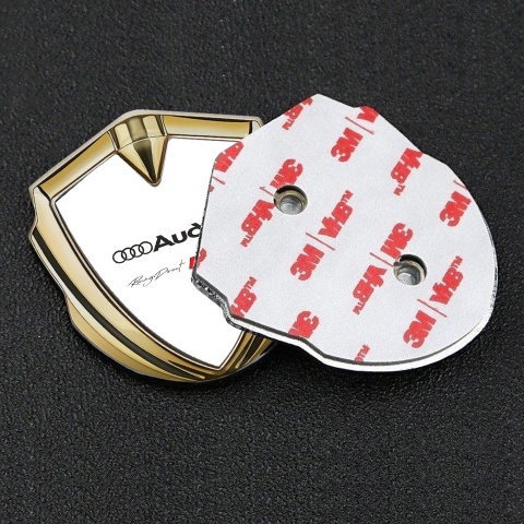 Audi RS4 Emblem Self Adhesive Gold White Fill Racing Direct Edition