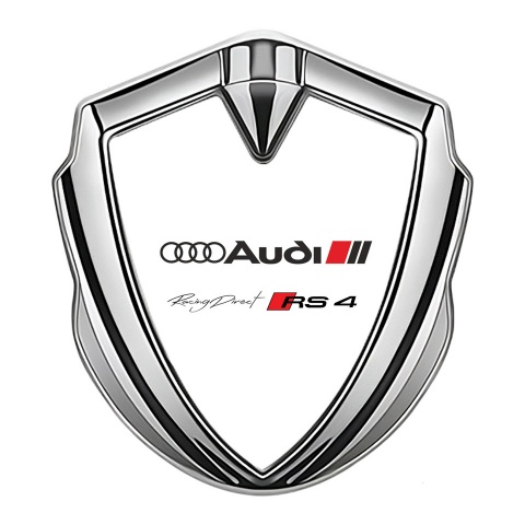 Audi RS4 Emblem Self Adhesive Silver White Fill Racing Direct Edition