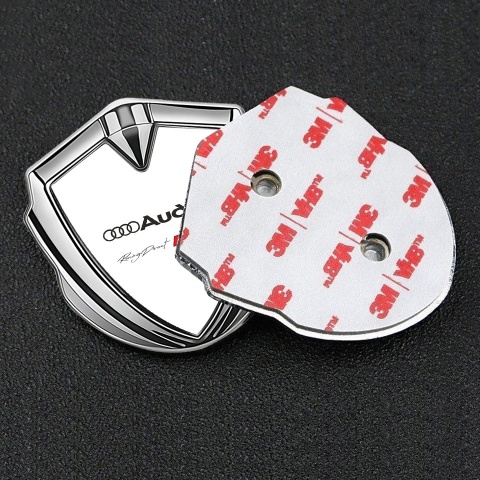 Audi RS4 Emblem Self Adhesive Silver White Fill Racing Direct Edition