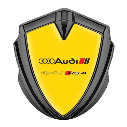 Audi RS4 Bodyside Emblem Badge Graphite Yellow Base Sport Edition