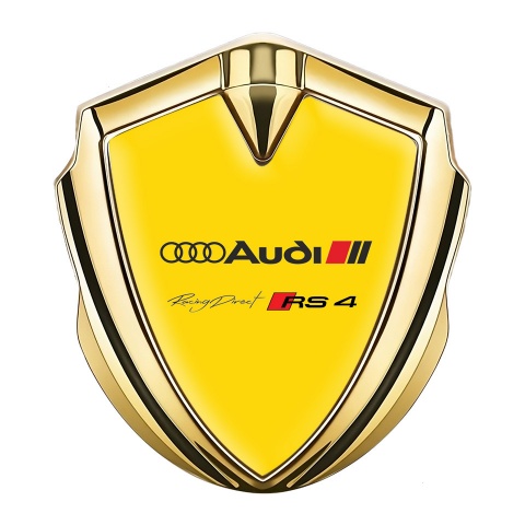 Audi RS4 Bodyside Emblem Badge Gold Yellow Base Sport Edition