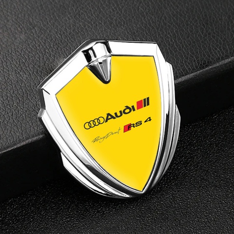 Audi RS4 Bodyside Emblem Badge Silver Yellow Base Sport Edition