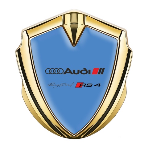 Audi RS4 Trunk Emblem Badge Gold Glacial Blue Racing Spirit Edition