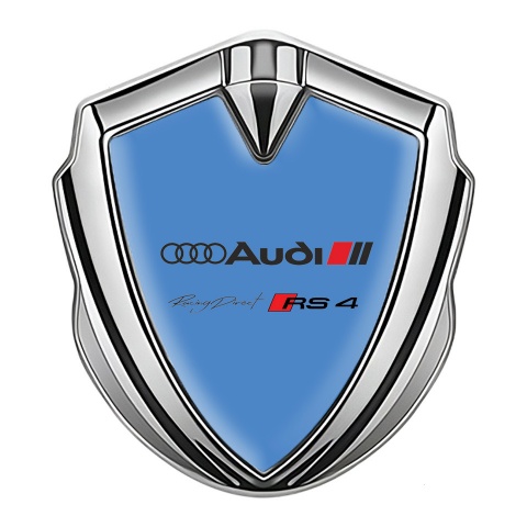 Audi RS4 Trunk Emblem Badge Silver Glacial Blue Racing Spirit Edition
