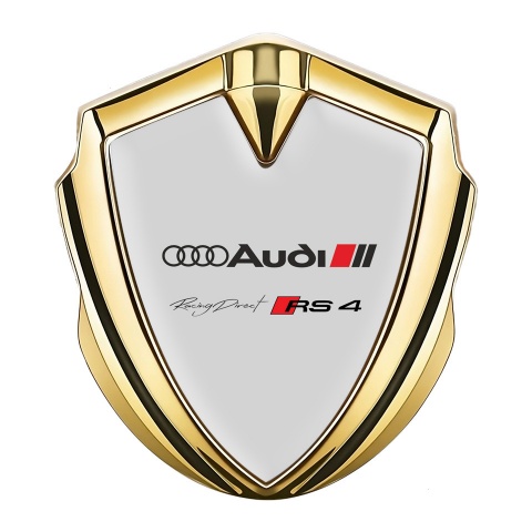 Audi RS4 Emblem Car Badge Gold Moon Grey Fill Sport Edition