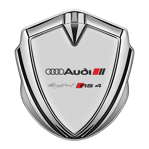 Audi RS4 Emblem Car Badge Silver Moon Grey Fill Sport Edition
