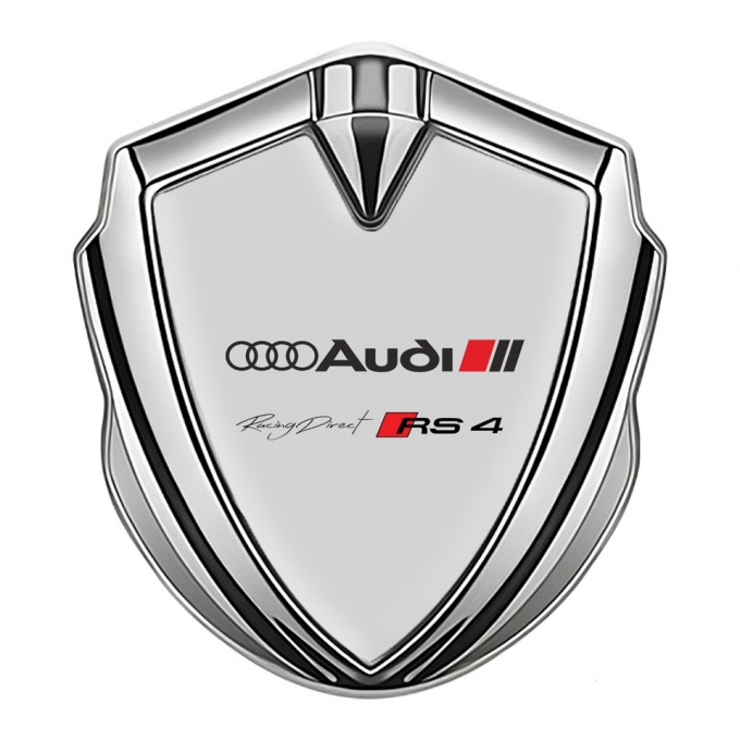 Audi RS4 Emblem Car Badge Silver Moon Grey Fill Sport Edition