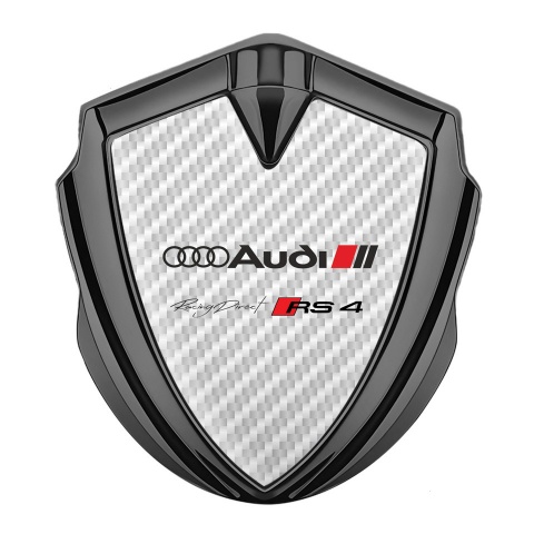 Audi RS4 Bodyside Domed Emblem Graphite White Carbon Texture Edition