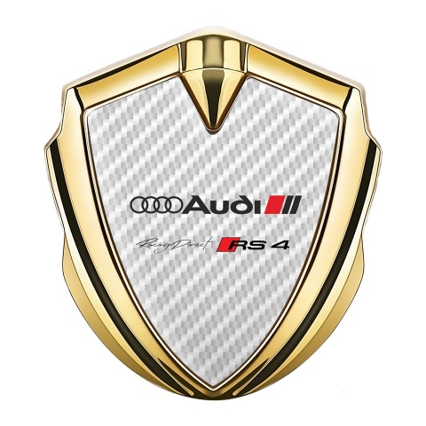 Audi RS4 Bodyside Domed Emblem Gold White Carbon Texture Edition