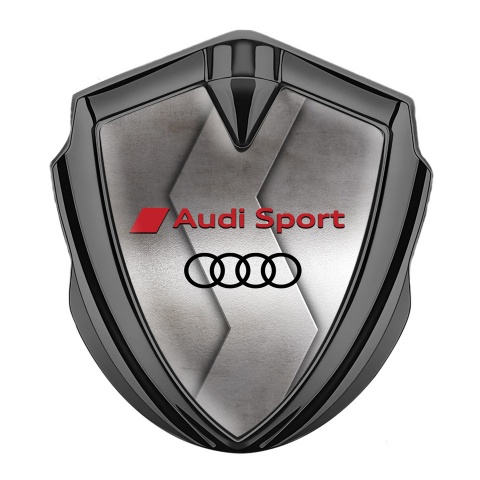 Audi Metal Emblem Self Adhesive Graphite Polished Surface Sport Motif