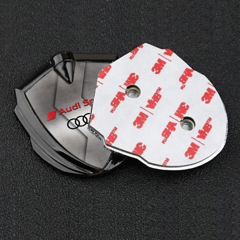 Audi Metal Emblem Self Adhesive Graphite Polished Surface Sport Motif