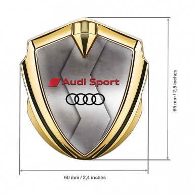 Audi Metal Emblem Self Adhesive Gold Polished Surface Sport Motif