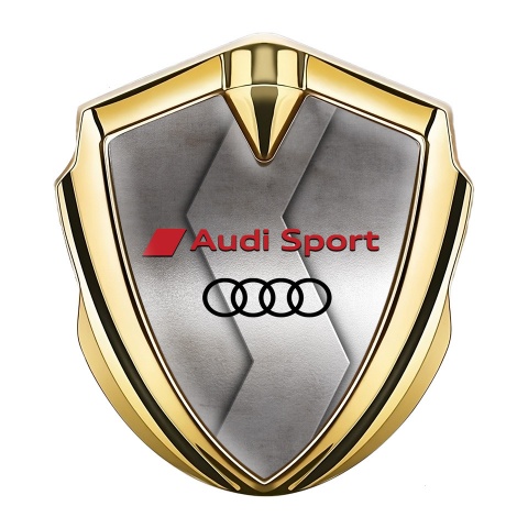 Audi Metal Emblem Self Adhesive Gold Polished Surface Sport Motif