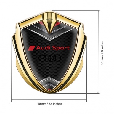 Audi Bodyside Badge Self Adhesive Gold Dark Mesh Red Characters
