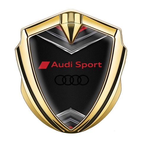 Audi Bodyside Badge Self Adhesive Gold Dark Mesh Red Characters