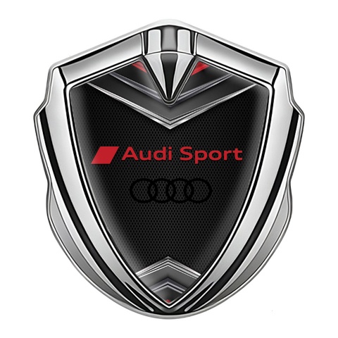 Audi Bodyside Badge Self Adhesive Silver Dark Mesh Red Characters