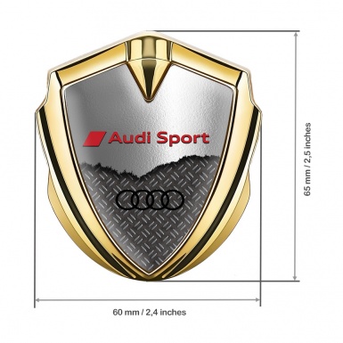 Audi Emblem Badge Self Adhesive Gold Cracked Metal Panel Edition