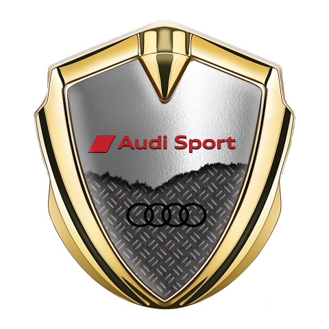 Audi Emblem Badge Self Adhesive Gold Cracked Metal Panel Edition