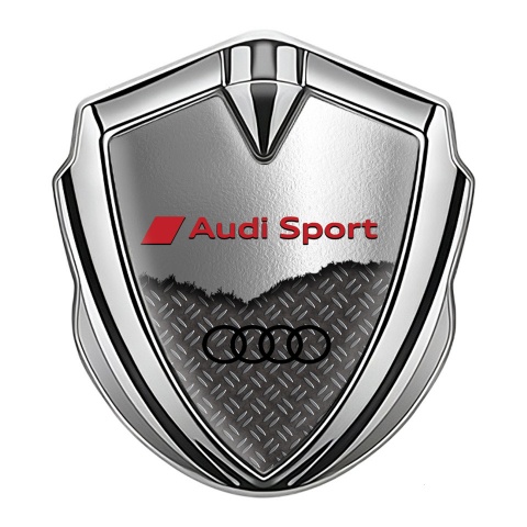 Audi Emblem Badge Self Adhesive Silver Cracked Metal Panel Edition