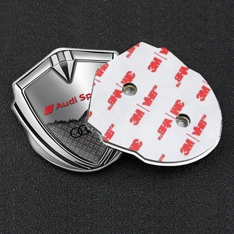 Audi Emblem Badge Self Adhesive Silver Cracked Metal Panel Edition