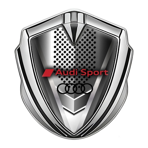 Audi Emblem Trunk Badge Silver Modern Style Metallic Grate Design