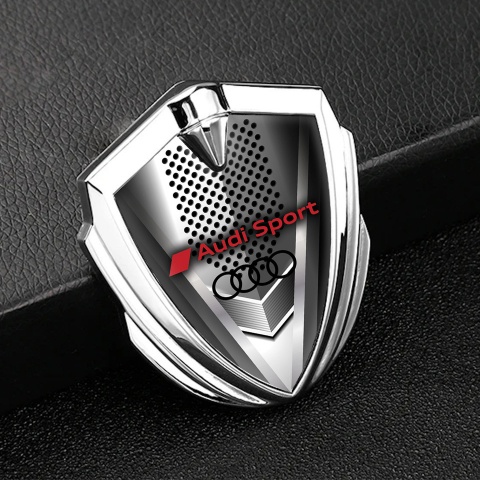 Audi Emblem Trunk Badge Silver Modern Style Metallic Grate Design