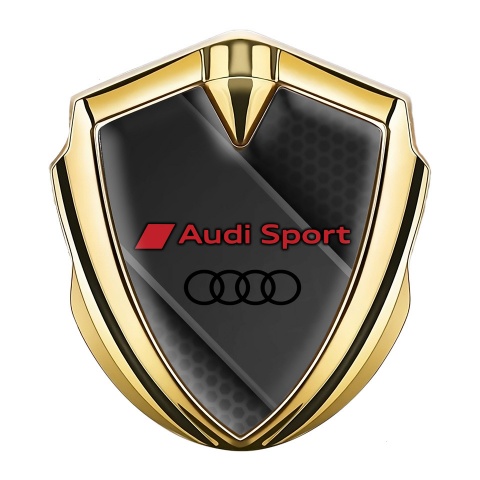 Audi Sport Bodyside Emblem Badge Gold Honeycomb Grey Panel Motif