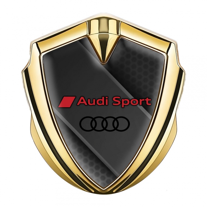 Audi Sport Bodyside Emblem Badge Gold Honeycomb Grey Panel Motif