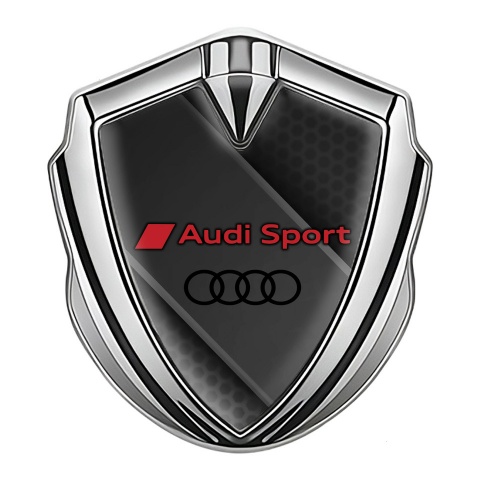 Audi Sport Bodyside Emblem Badge Silver Honeycomb Grey Panel Motif
