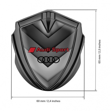 Audi Sport Trunk Emblem Badge Graphite Greyscale Panels Black Rings